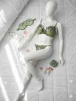 ست شورت و سوتین گیپوری فنردار دانلا رنگ سبز کاپ سی دانلا - Image 2